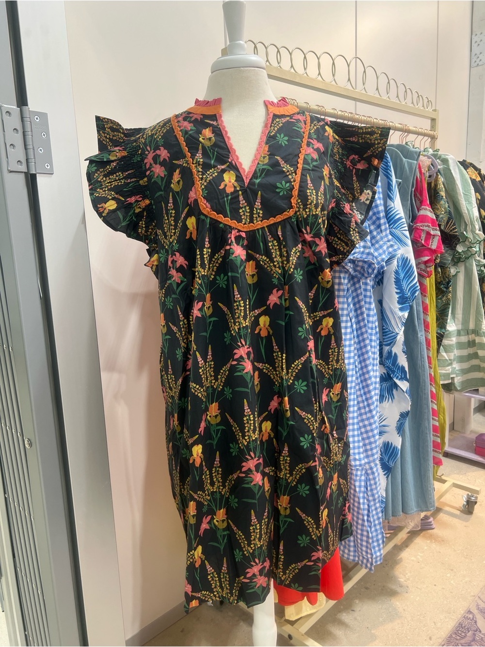 Midnight Garden Flutter Sleeve Dress